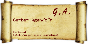 Gerber Agenór névjegykártya